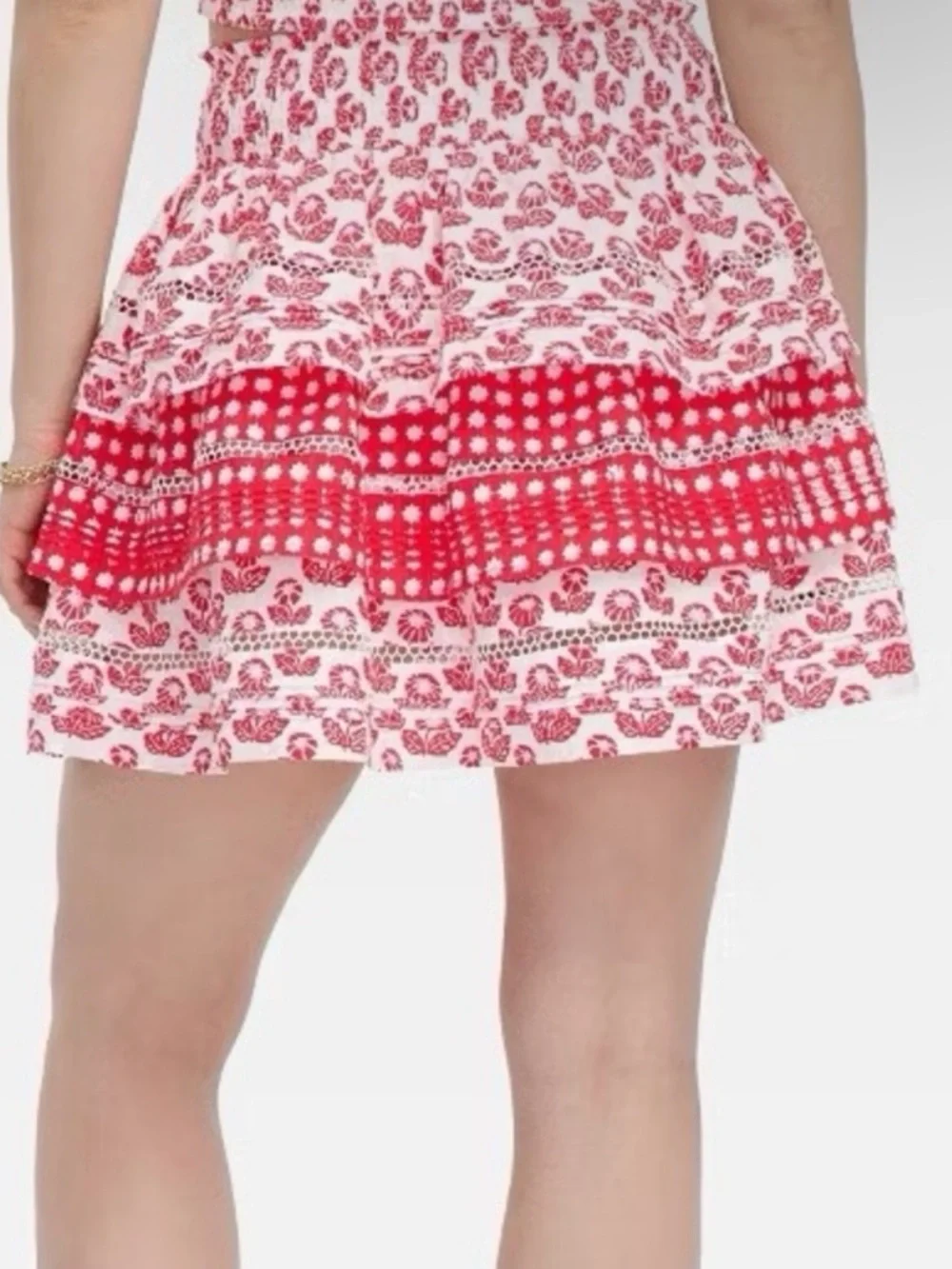 Roller Rabbit Red & White Ruffle Mini Skirt
